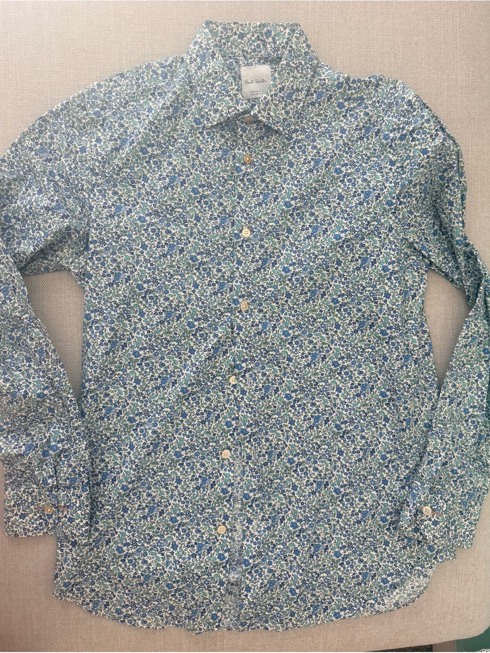 Paul Smith Blue and White Floral Button-Down Shirt